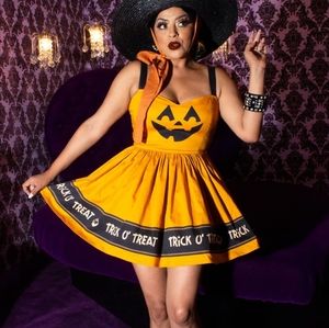 Prudence Dress in Trick O' Treat Pumpkin Print